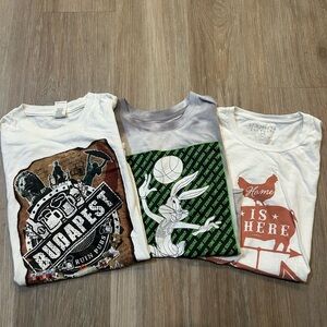 Graphic Tee Bundle | Space Jam, Budapest Ruin Pubs, Farm Tee | Size M